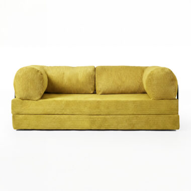 Kanapa piankowa Foamy z funkcją spania żółty sztruks