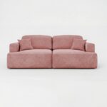 Kanapa z funkcją spania Sunny z pojemnikiem na pościel różowy welur