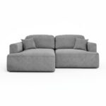 Narożnik z funkcją spania Sunny lewy L-kształtny z pojemnikiem na pościel jasnoszary welur