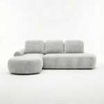 Narożnik z funkcją spania Cloud lewy L-kształtny z pojemnikiem na pościel jasnoszary plusz