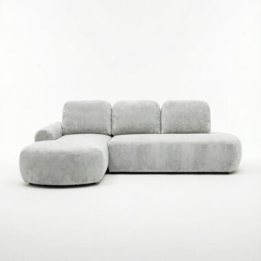 Narożnik z funkcją spania Cloud lewy L-kształtny z pojemnikiem na pościel jasnoszary plusz