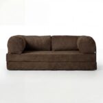 Kanapa piankowa Foamy z funkcją spania brązowy sztruks