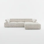 Narożnik z funkcją spania Stilio prawy L-kształtny kremowy sztruks