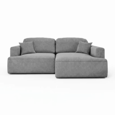 Narożnik z funkcją spania Sunny prawy L-kształtny z pojemnikiem na pościel szary welur