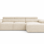 Narożnik z funkcją spania Stilio prawy L-kształtny sztruks w odcieniu ecru