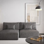 Narożnik z funkcją spania Modulo uniwersalny L-kształtny z pojemnikiem na pościel szary plusz