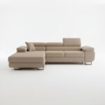 Narożnik z funkcją spania Astorp L lewy z pojemnikiem na pościel beżowy boucle