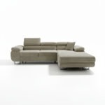 Narożnik z funkcją spania Astorp L prawy z regulowanymi zagłówkami beżowy sztruks