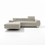 Narożnik z funkcją spania Astorp L lewy z regulowanymi zagłówkami kremowy sztruks