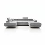 Narożnik z funkcją spania Astorp lewy U-kształtny z pojemnikiem na pościel szary sztruks