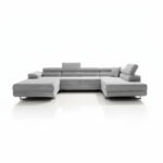 Narożnik z funkcją spania Astorp prawy U-kształtny z pojemnikiem na pościel szary sztruks