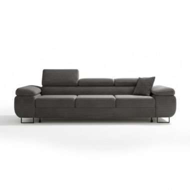 Kanapa z funkcją spania Astorp z regulowanymi zagłówkami grafitowy sztruks