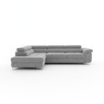 Narożnik z funkcją spania Avesta lewy L-kształtny z pojemnikiem na pościel szara plecionka szenilowa