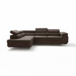 Narożnik z funkcją spania Avesta lewy L-kształtny z pojemnikiem na pościel brązowy welur