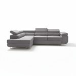 Narożnik z funkcją spania Avesta lewy L-kształtny z regulowanymi zagłówkami szary welur