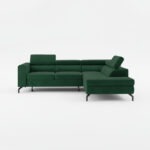 Narożnik z funkcją spania Balsta prawy L-kształtny z pojemnikiem na pościel butelkowa zieleń welur