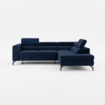 Narożnik z funkcją spania Balsta prawy L-kształtny z pojemnikiem na pościel granatowy welur