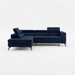 Narożnik z funkcją spania Balsta lewy L-kształtny z pojemnikiem na pościel granatowy welur