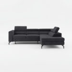 Narożnik z funkcją spania Balsta prawy L-kształtny z regulowanymi zagłówkami grafitowy welur