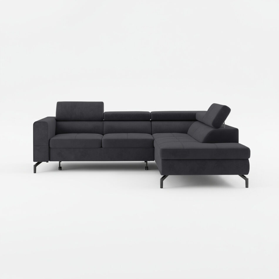 Narożnik z funkcją spania Balsta prawy L-kształtny z regulowanymi zagłówkami grafitowy welur