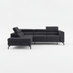 Narożnik z funkcją spania Balsta lewy L-kształtny z regulowanymi zagłówkami grafitowy welur