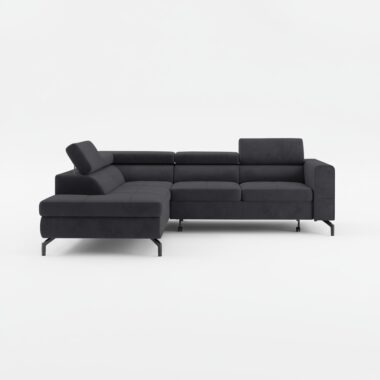 Narożnik z funkcją spania Balsta lewy L-kształtny z regulowanymi zagłówkami grafitowy welur