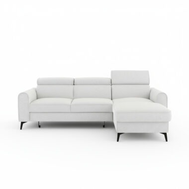 Narożnik z funkcją spania Bello uniwersalny L-kształtny z pojemnikiem na pościel kremowy szenil