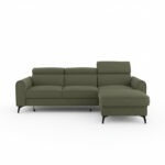 Narożnik z funkcją spania Bello uniwersalny L-kształtny z pojemnikiem na pościel oliwkowy szenil