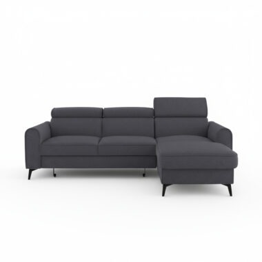 Narożnik z funkcją spania Bello uniwersalny L-kształtny z pojemnikiem na pościel grafitowy szenil