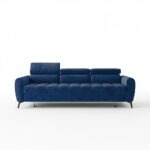 Kanapa z funkcją spania Bjorn z regulowanymi zagłówkami granatowy welur