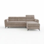 Narożnik z funkcją spania Bjorn uniwersalny L-kształtny z pojemnikiem na pościel beżowy sztruks