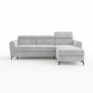 Narożnik z funkcją spania Bjorn uniwersalny L-kształtny z pojemnikiem na pościel szary sztruks