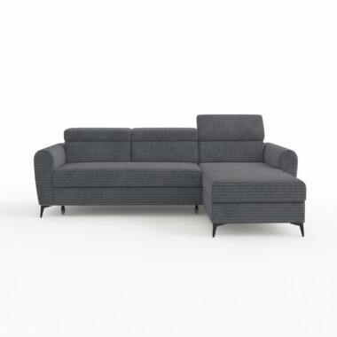 Narożnik z funkcją spania Bjorn uniwersalny L-kształtny z pojemnikiem na pościel ciemnoszary sztruks