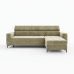 Narożnik z funkcją spania Filo uniwersalny L-kształtny z pojemnikiem na pościel beżowy welur