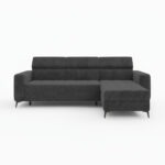 Narożnik z funkcją spania Filo uniwersalny L-kształtny z pojemnikiem na pościel ciemnoszary welur