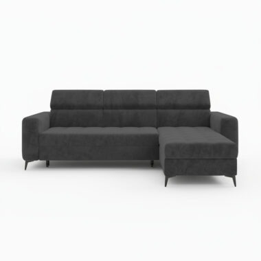 Narożnik z funkcją spania Filo uniwersalny L-kształtny z pojemnikiem na pościel ciemnoszary welur