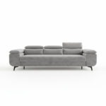 Kanapa z funkcją spania Flat z regulowanymi zagłówkami szary welur