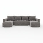 Narożnik z funkcją spania Forset U-kształtny z pojemnikiem na pościel szary welur