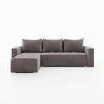 Narożnik z funkcją spania Forset uniwersalny L-kształtny z pojemnikiem na pościel szary welur