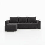 Narożnik z funkcją spania Forset uniwersalny L-kształtny z pojemnikiem na pościel grafitowy welur