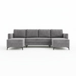 Narożnik z funkcją spania Jord U-kształtny z pojemnikiem na pościel szary welur