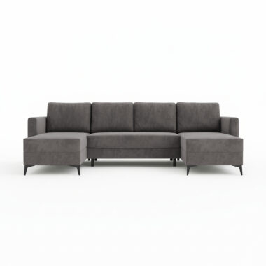 Narożnik z funkcją spania Jord U-kształtny z pojemnikiem na pościel ciemnoszary welur