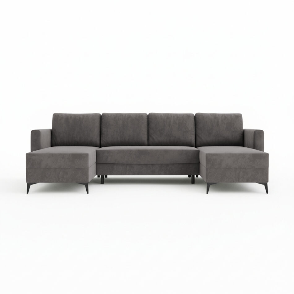 Narożnik z funkcją spania Jord U-kształtny z pojemnikiem na pościel ciemnoszary welur