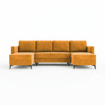 Narożnik z funkcją spania Jord U-kształtny z pojemnikiem na pościel musztardowy welur