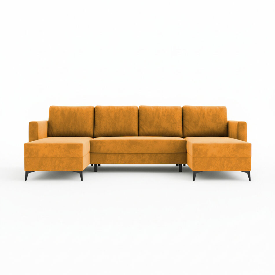 Narożnik z funkcją spania Jord U-kształtny z pojemnikiem na pościel musztardowy welur