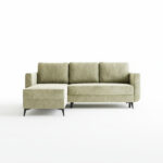 Narożnik z funkcją spania Jord uniwersalny L-kształtny z pojemnikiem na pościel beżowy welur