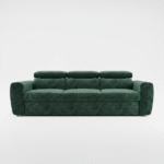 Kanapa z funkcją spania Napoli z regulowanymi zagłówkami zielony szenil