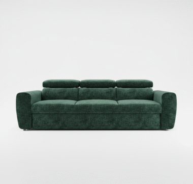 Kanapa z funkcją spania Napoli z regulowanymi zagłówkami zielony szenil