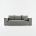 Kanapa z funkcją spania Lambi z pojemnikiem na pościel szara boucle