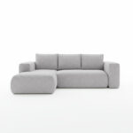 Narożnik z funkcją spania Lambi lewy L-kształtny z pojemnikiem na pościel szary szenil